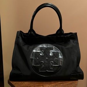 Tory Burch “Ella” Patent Nylon Tote - Black